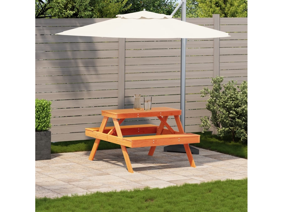 Mesa De Piquenique 105x134x75 Cm Pinho Maciço Castanho Mel Lovely Home
