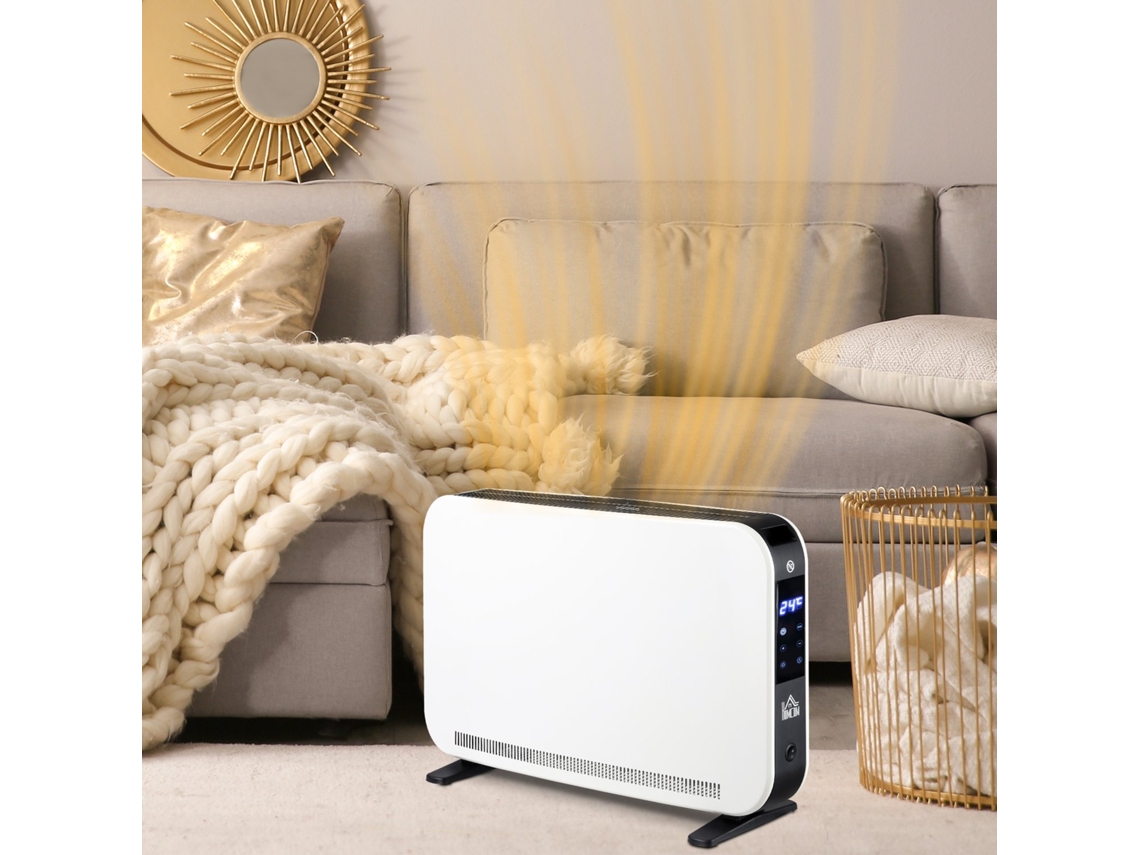 Aquecedor Aquecedor Com Ventilador 2180 W Aquecedor Elétrico Com Luz Led 3 Níveis Timer De 24 Horas Aço Branco 60 X 18,5 X Slowmoose