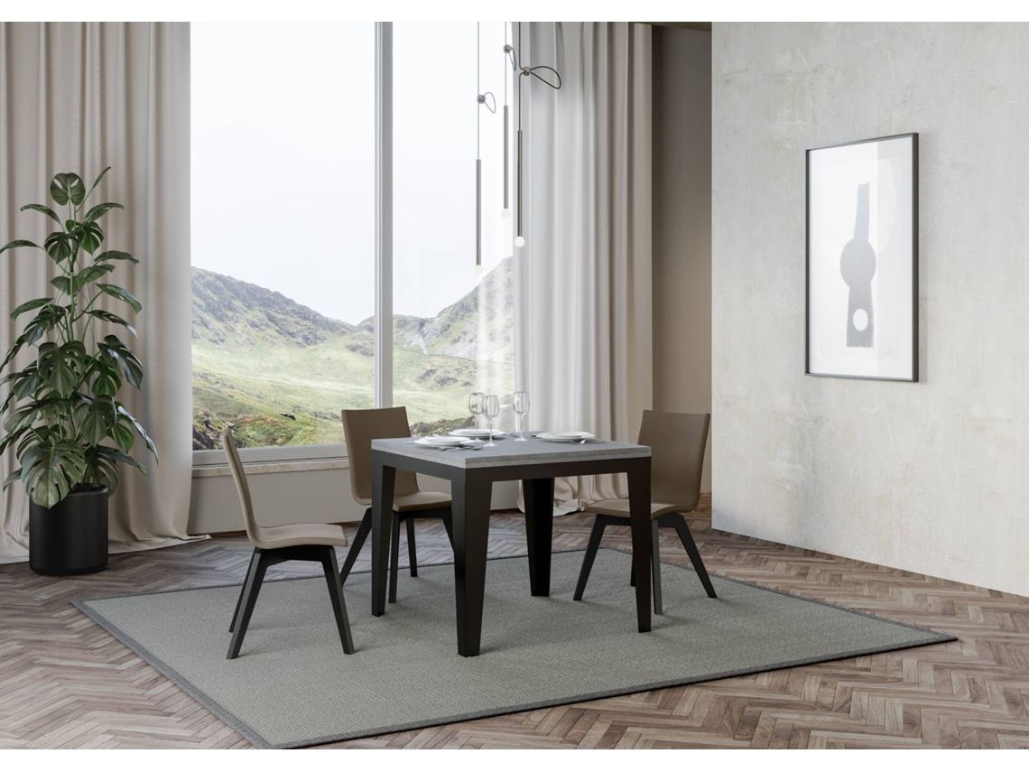 Mesa de Refeição ITAMOBY Flame Libra (90x90/180 - Painéis em Melamina - Cimento)