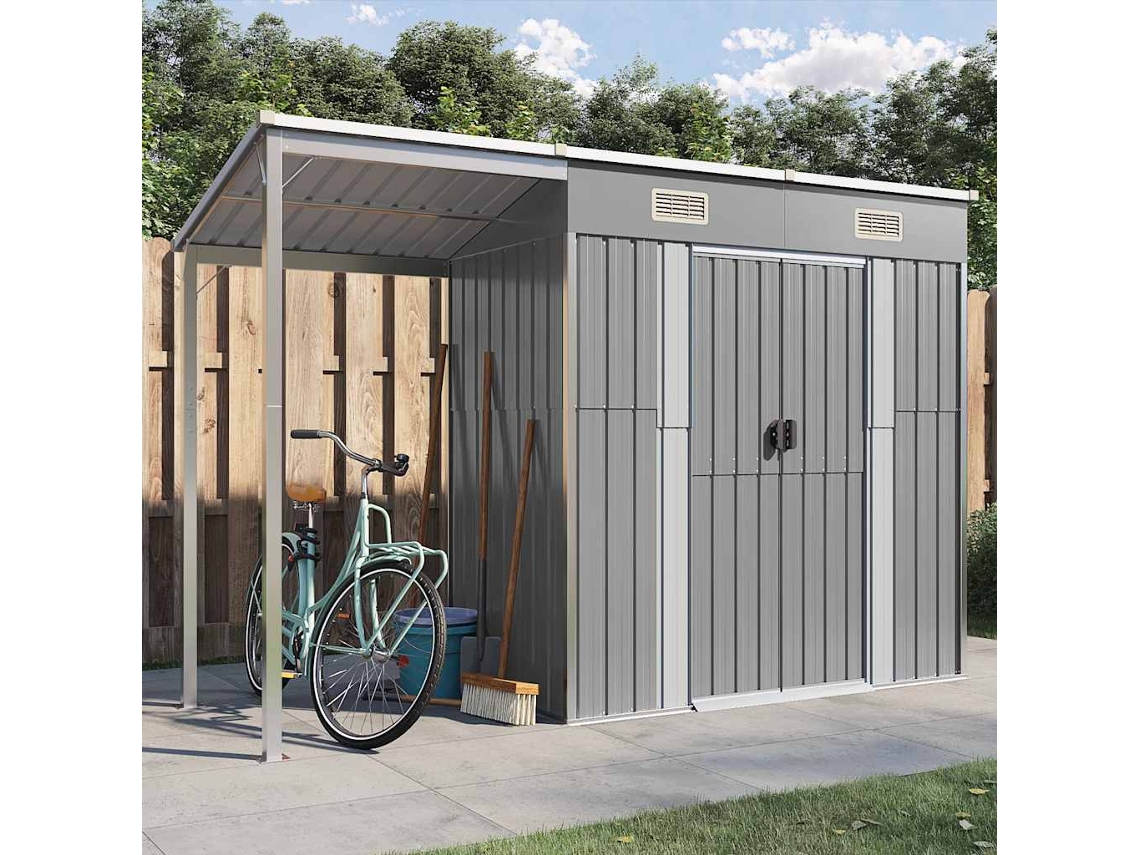 Abrigo VIDAXL Cinzento Aço (277x110,5x181 cm)