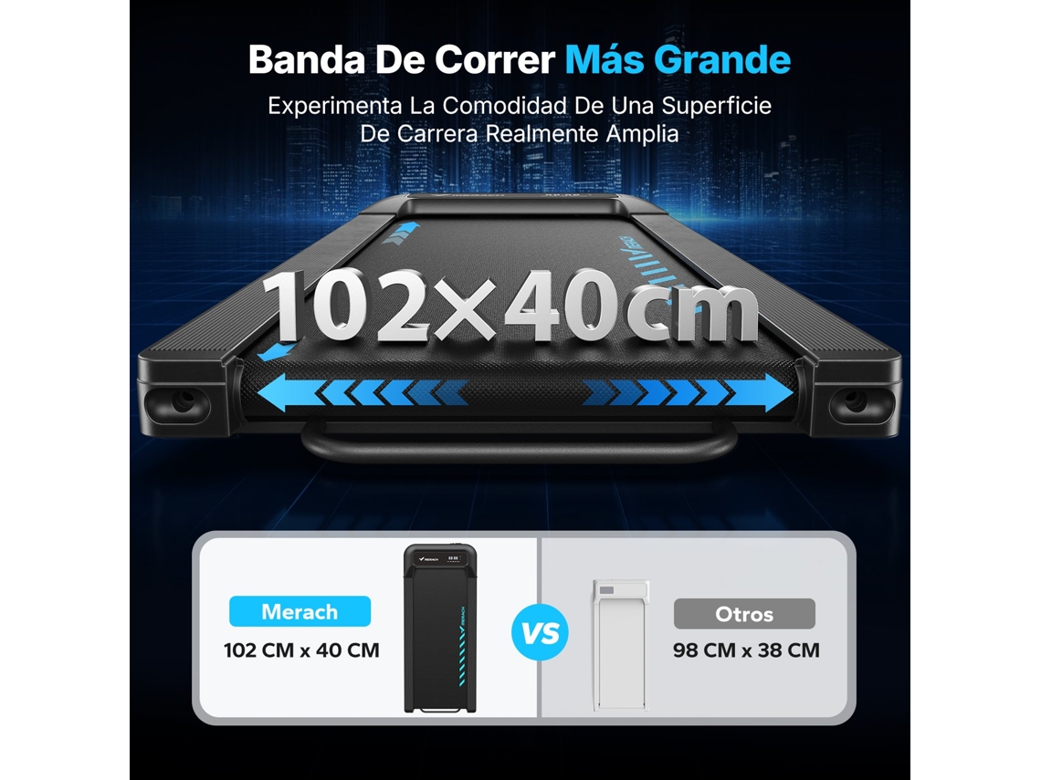 Passadeira de Corrida MERACH, Inclinação Automática 9%, APP Inteligente, Motor 2.5HP Silencioso, 5 Camadas Antiderrapante, Absorção de Choque, 120kg
