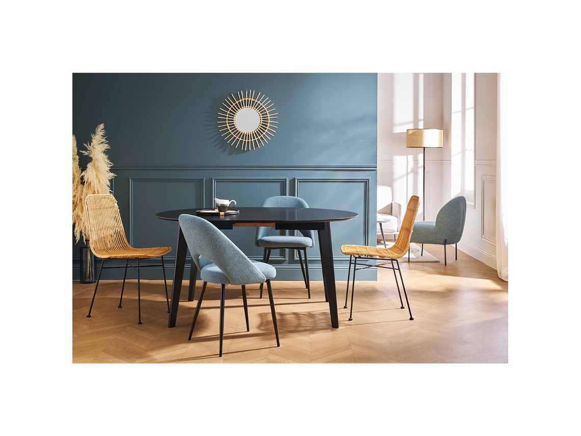 Mesa de jantar extensível redonda preta L120-150 cm LEENA MILIBOO