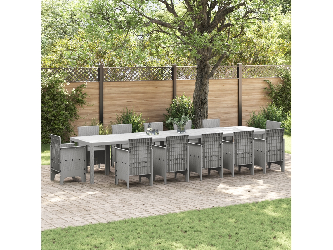 Mesa De Jardim Cinza-clara Poliéster De Vime Vidaxl Cinzento-claro Metal