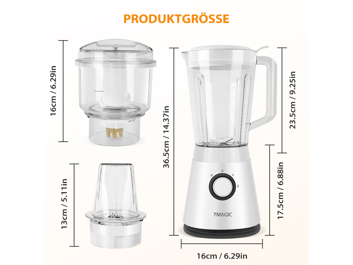 Blender, Processador De Alimentos 3 Em 1, Moagem De Alta Velocidade, Branco, Ue Oem