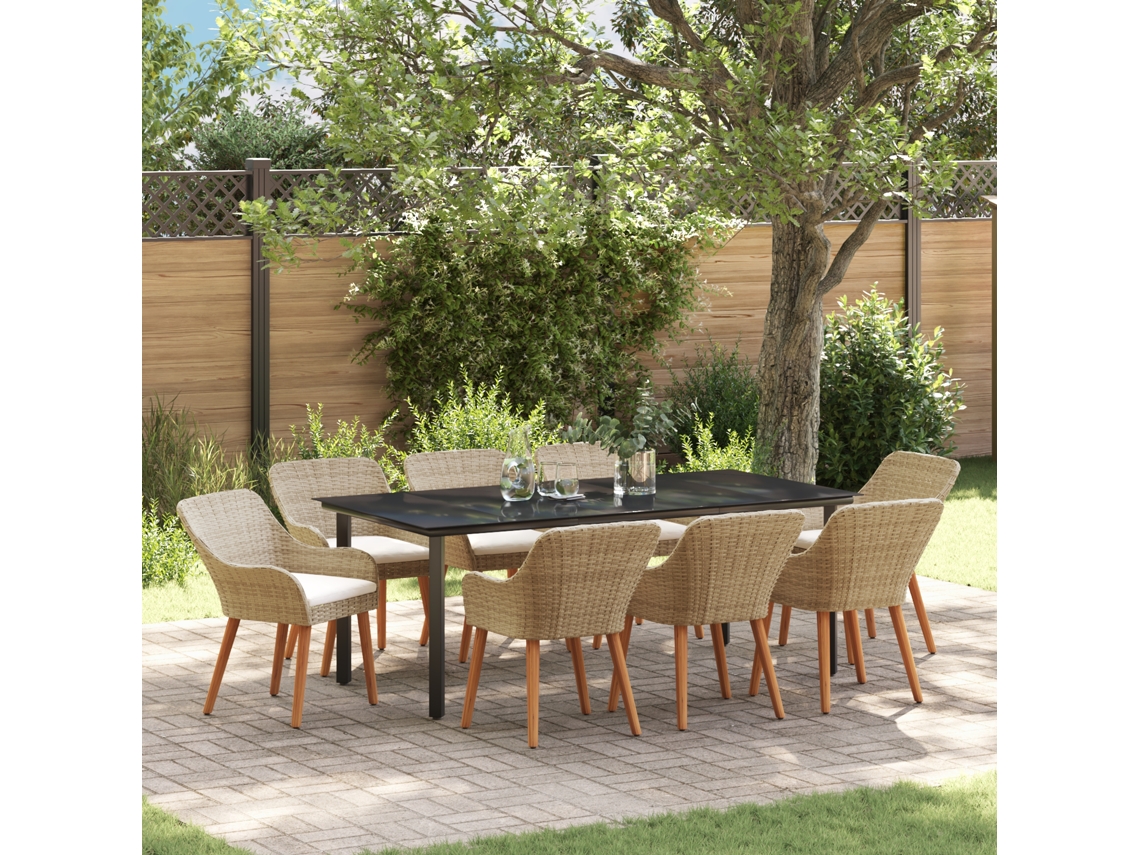 Conjunto 9 De Jantar De Jardim Vidaxl Bege Em Poliéster