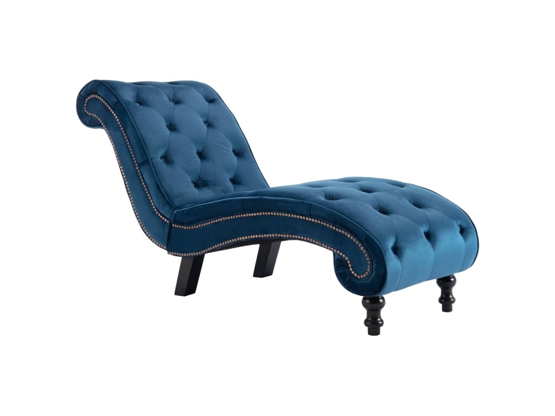 Sofá Chaise Longue (Veludo - Azul)