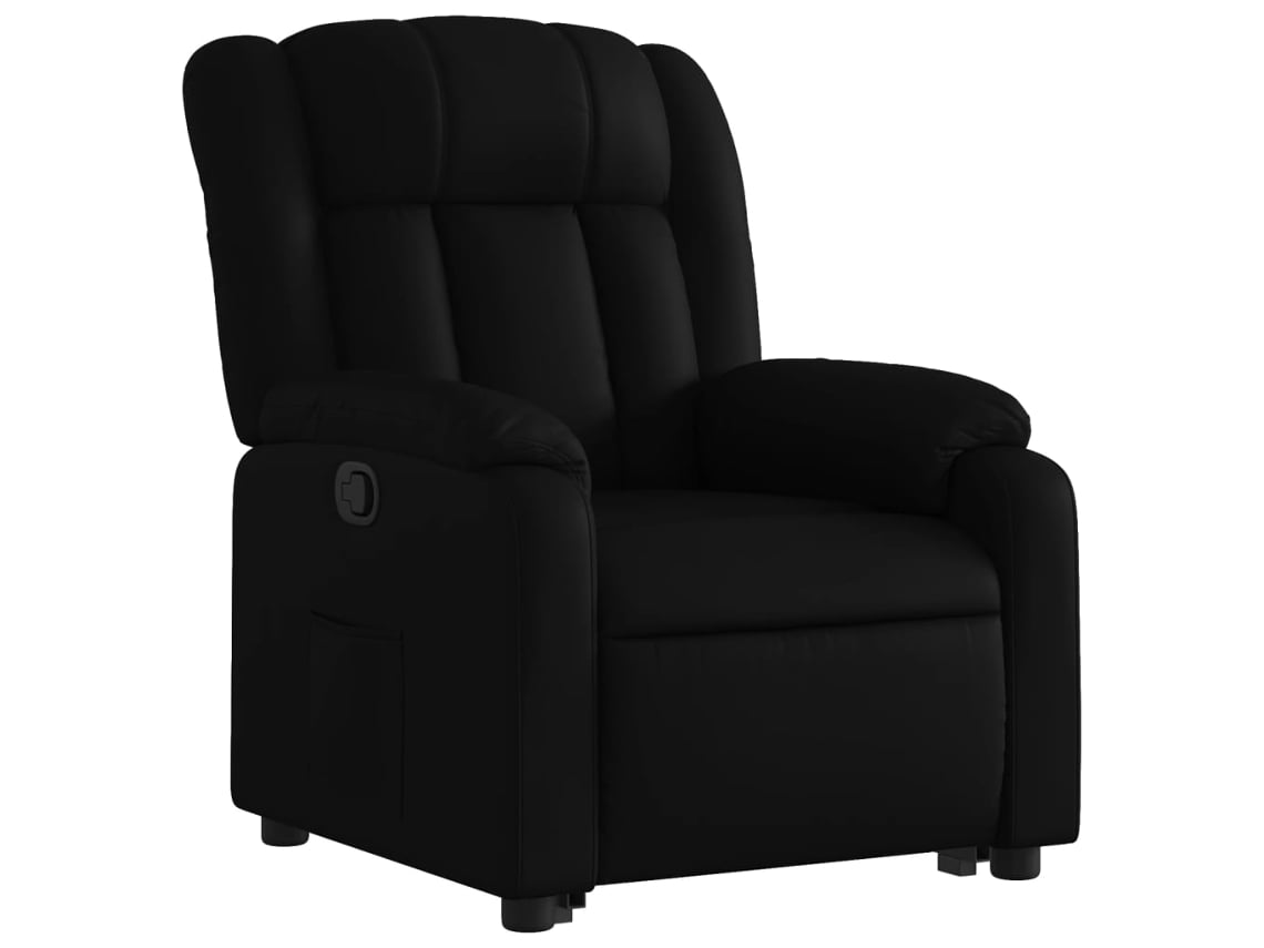 Poltrona reclinável elevatória couro artificial preto