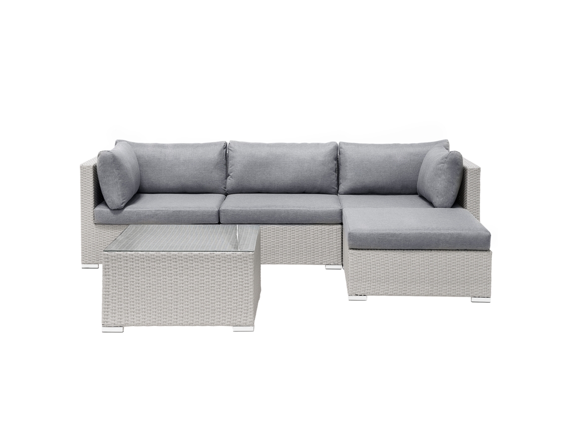 Conjunto De Fundas De Cojín De Exterior Beliani Sano Ii De Poliéster Gris 58x36x10