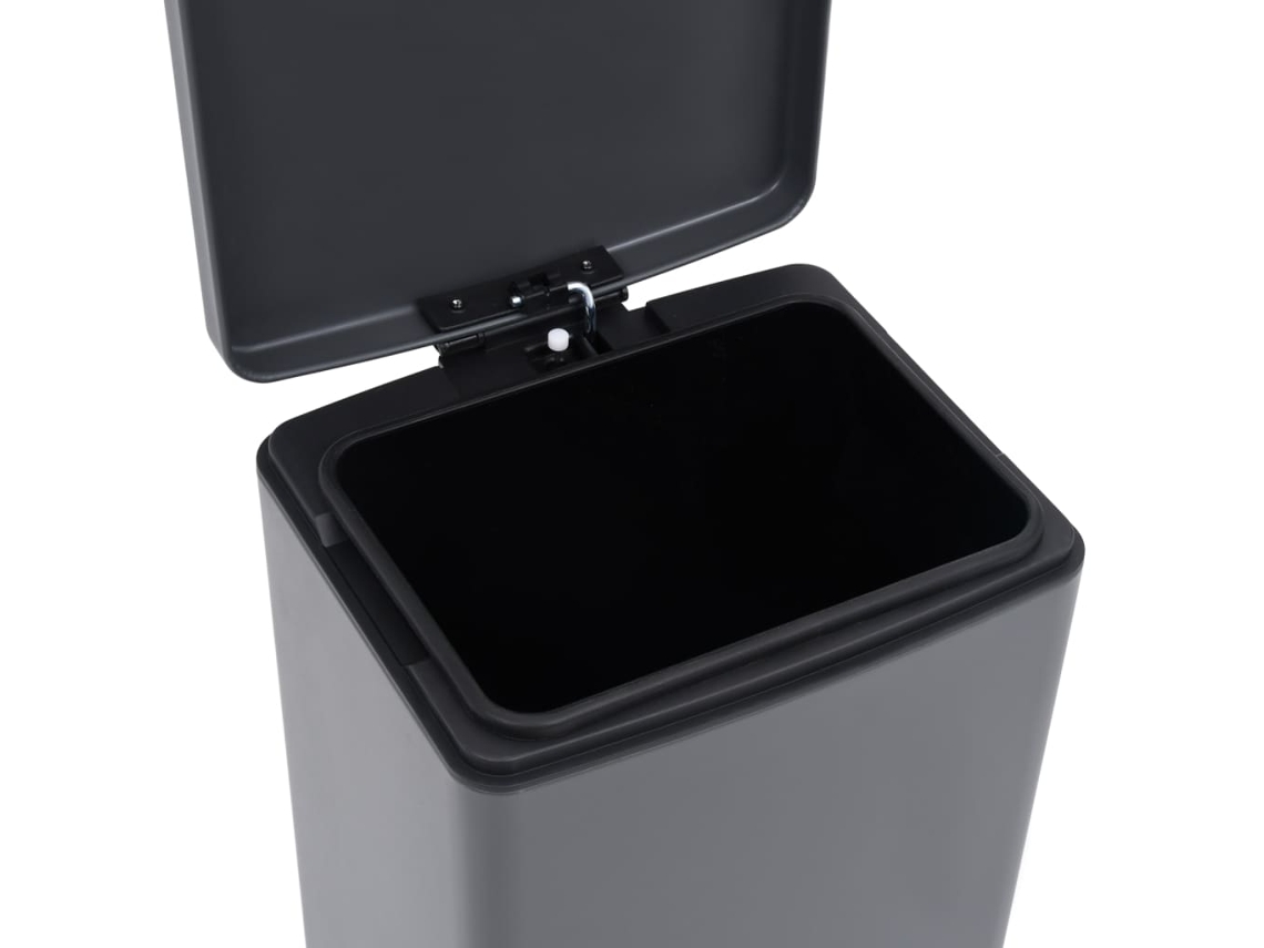 Vidaxl Coș De Gunoi Cu Pedală Anti Amprentă, Cinza, 30l, Oțel Inoxidável