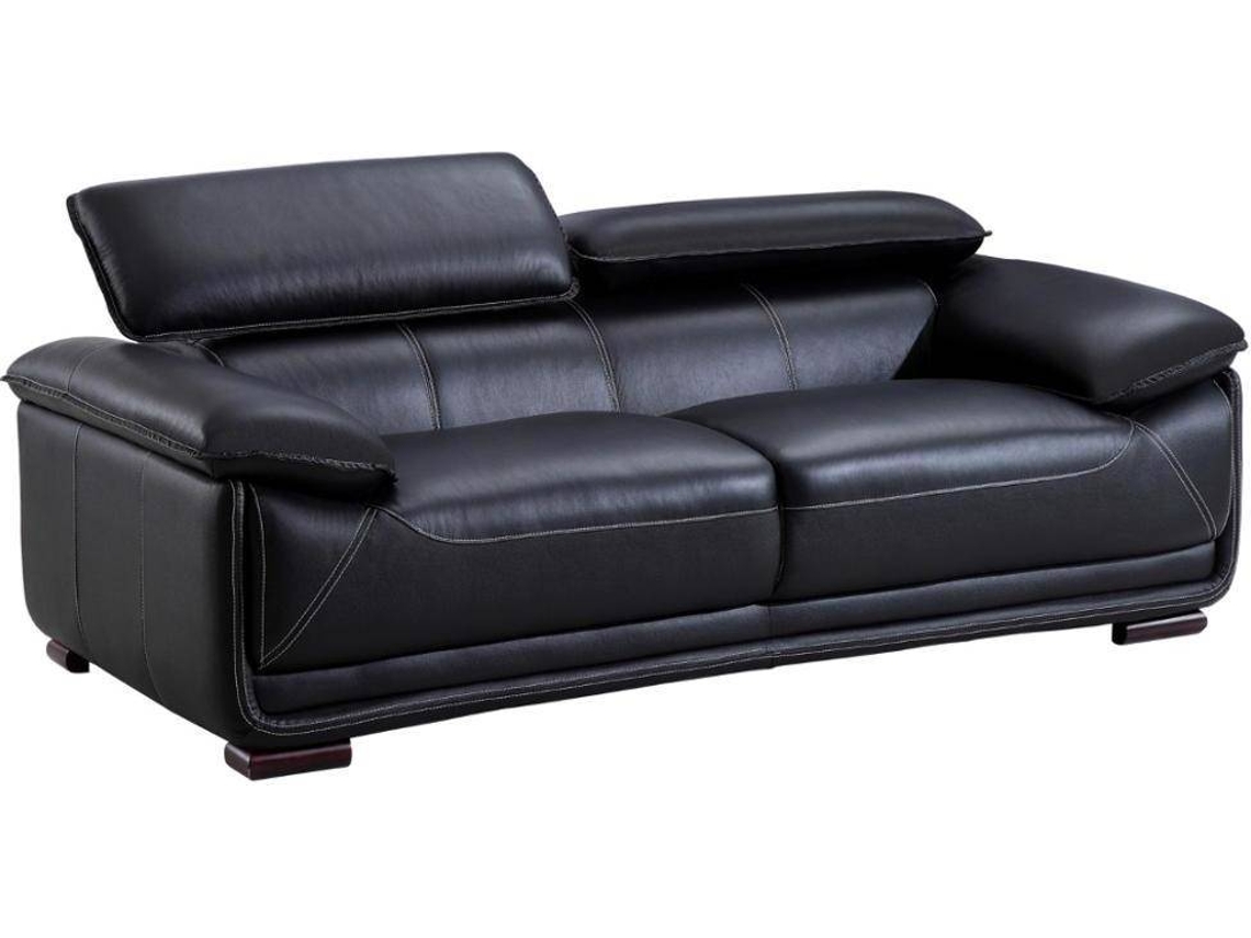 Sofá Fixo Macelo VENTE-UNIQUE (Preto - Pele - 204x97x95 cm)