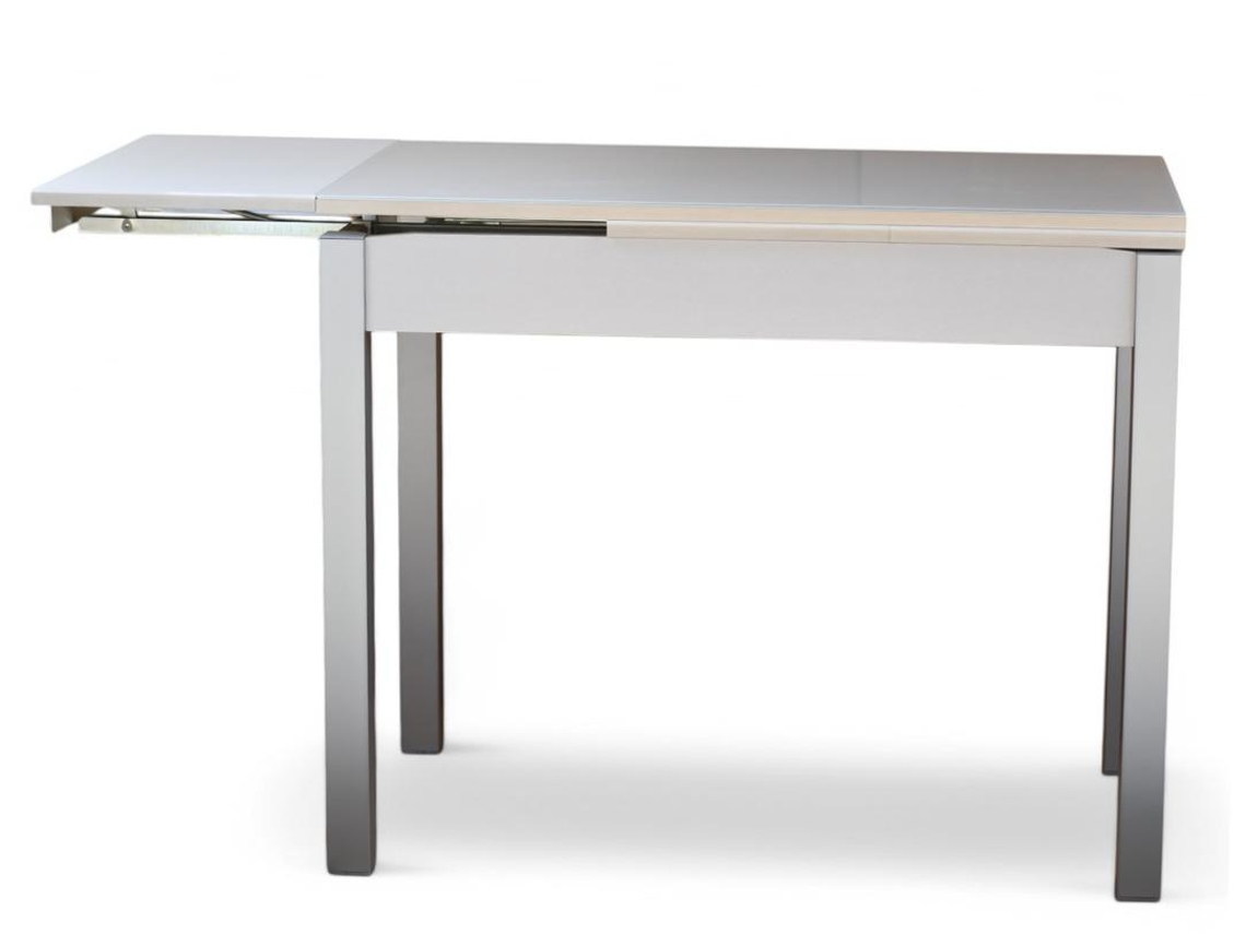 Mesa de cozinha extensível Chloé feita à mão com base em vidro branco GSMESAS (100/164x60x75cm)