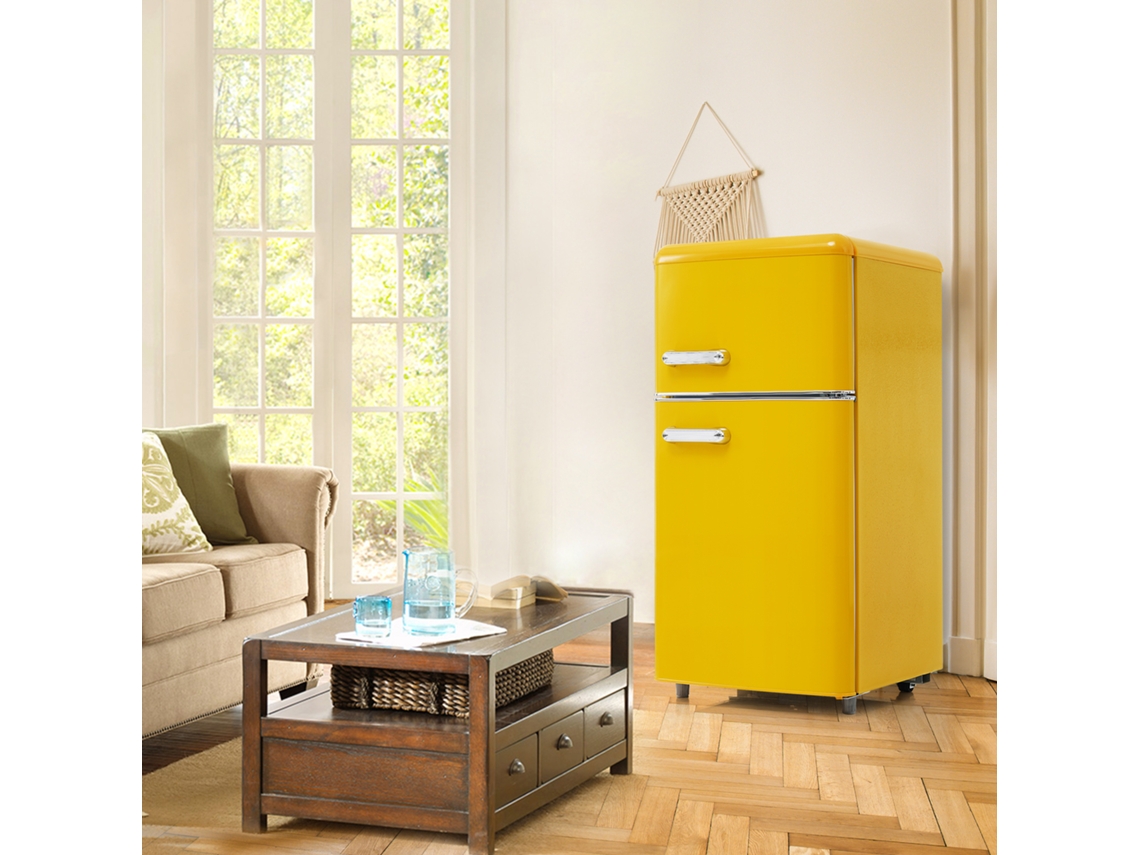 Geladeira Estilo Retrô Com Portas Superior E Inferior, Capacidade Total De 72 Litros.