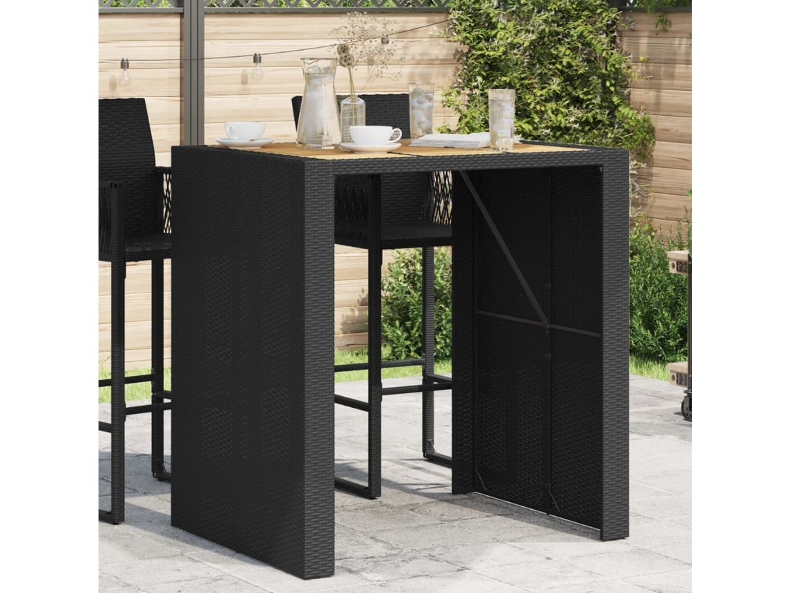 Mesa de jardim VIDAXL Preto rattan poli (105x80x110 cm)