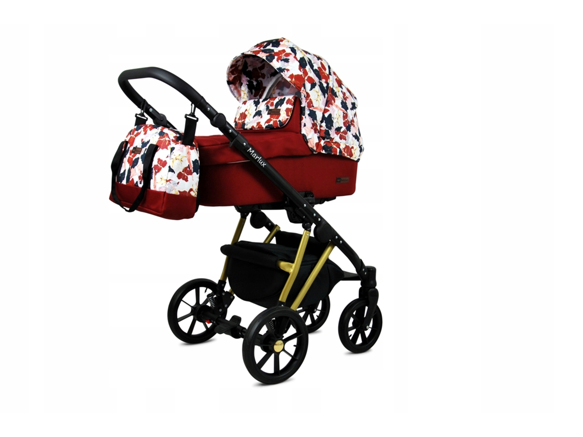 Carrinho de Bebé Multifuncional BABYLUX MARLUX 4 Em 1 -Water Lily Gold Frame - Ajustável e dobrável Construção leve em alumínio - Acessórios