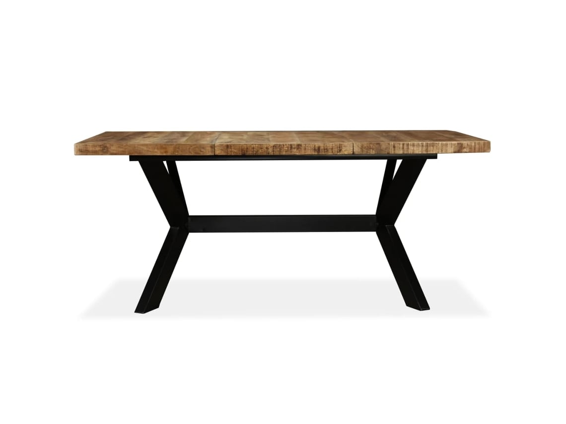 Mesa de Jantar Madeira de Mangueira Maciça Aço em Cruz 180 Cm NONAME
