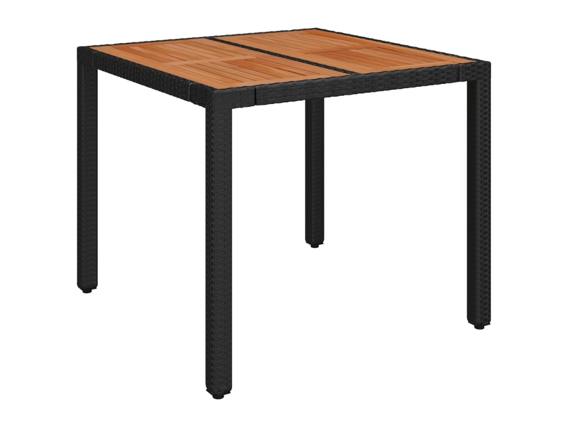 Mesa de Jardim com Tampo de Madeira 90X90X75 Cm Vime Pe Preto NONAME
