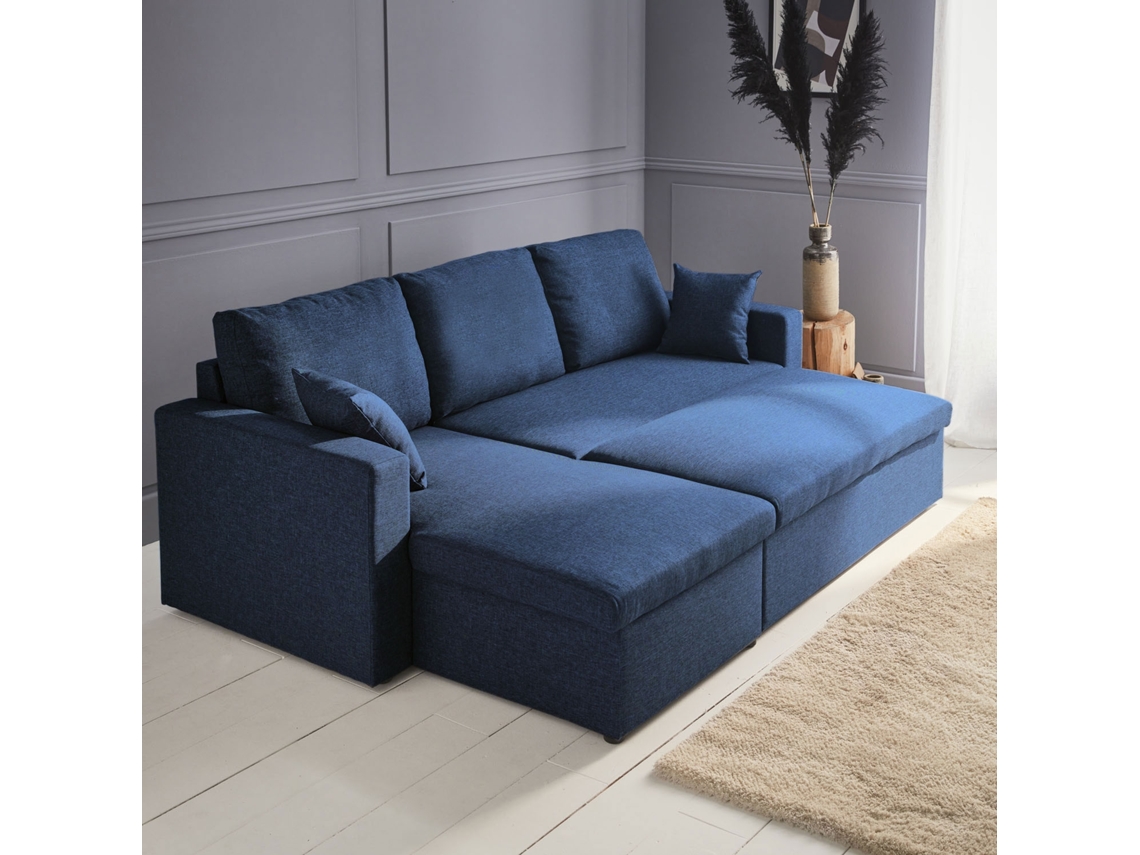 Sofá Cama De Canto Conversível De 3 Lugares , Azul Sweeek