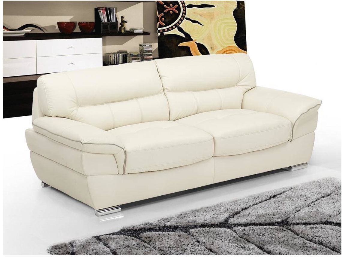 Conjunto Sofá Fixo Thibault VENTE-UNIQUE (Marfim - Pele - 210x93x87 cm)