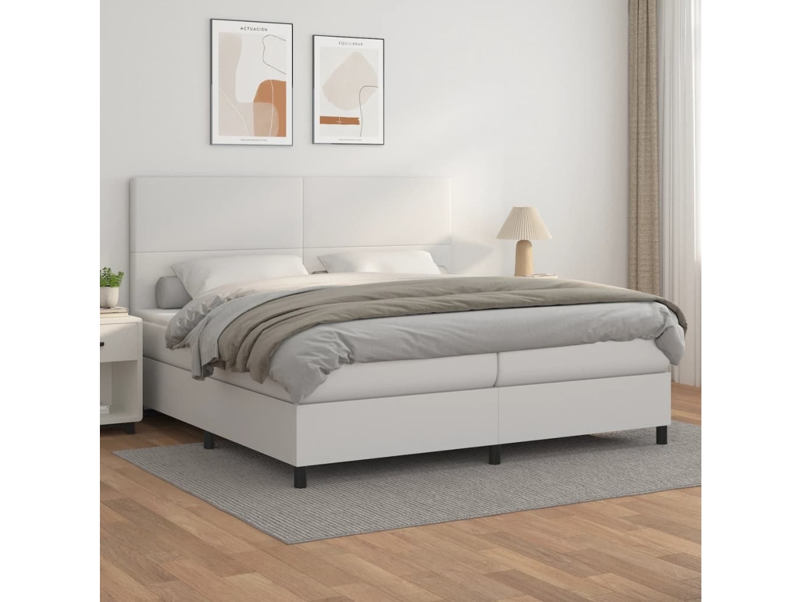 Cama box spring VIDAXL Branco Couro Artificial (200x200 cm)