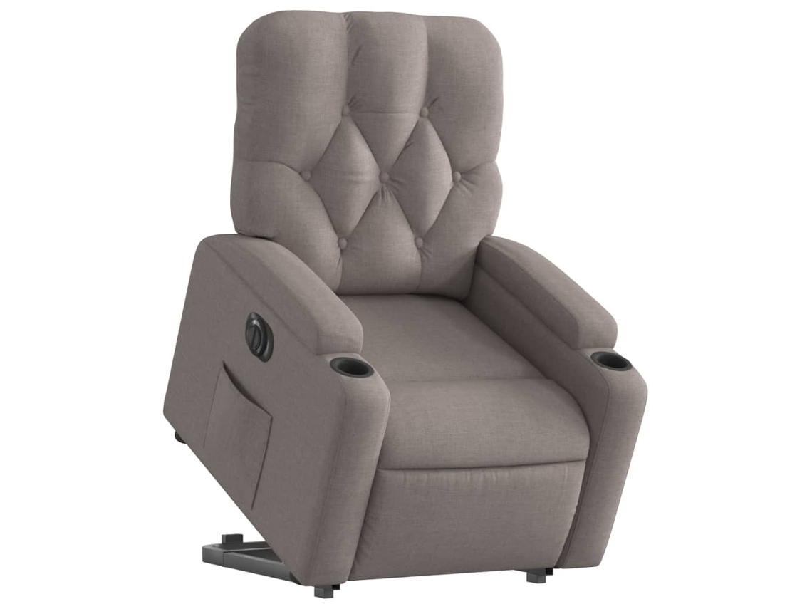 Poltrona reclinável elevatória elétrica cinza-acastanhado