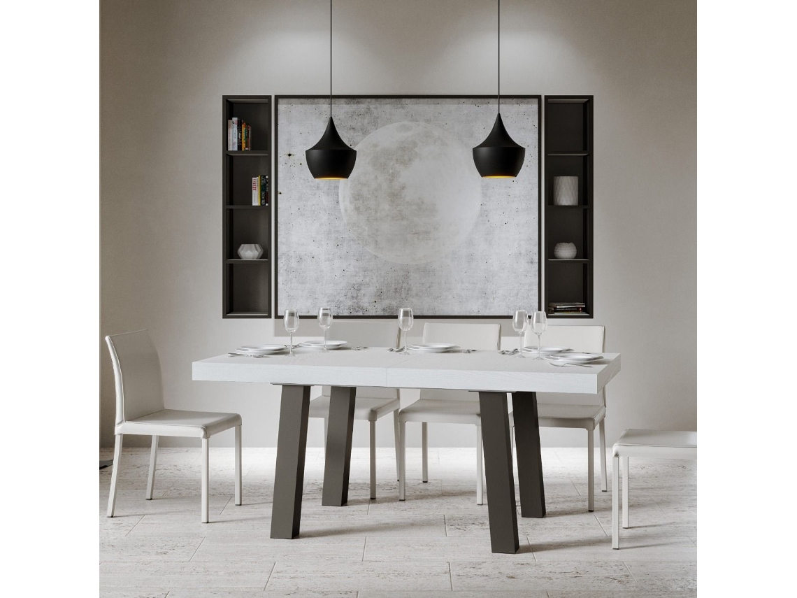 Mesa de Refeição ITAMOBY Bridge (90x180/284 - Painéis em Melamina - Freixo Branco)