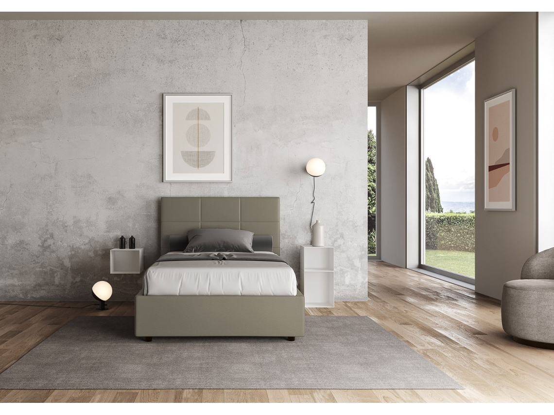 Cama de Corpo e Meio Sem Estrado Estofada MikaITYHOME (120 x 200 cm - Painéis de Melamina e Couro Sintético)