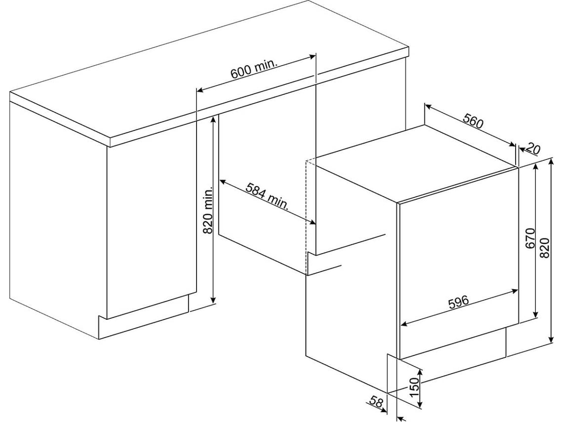 Máquina de Lavar e Secar Roupa Encastre SMEG LSIA147 (4/7 kg - 1400 rpm - Branco)