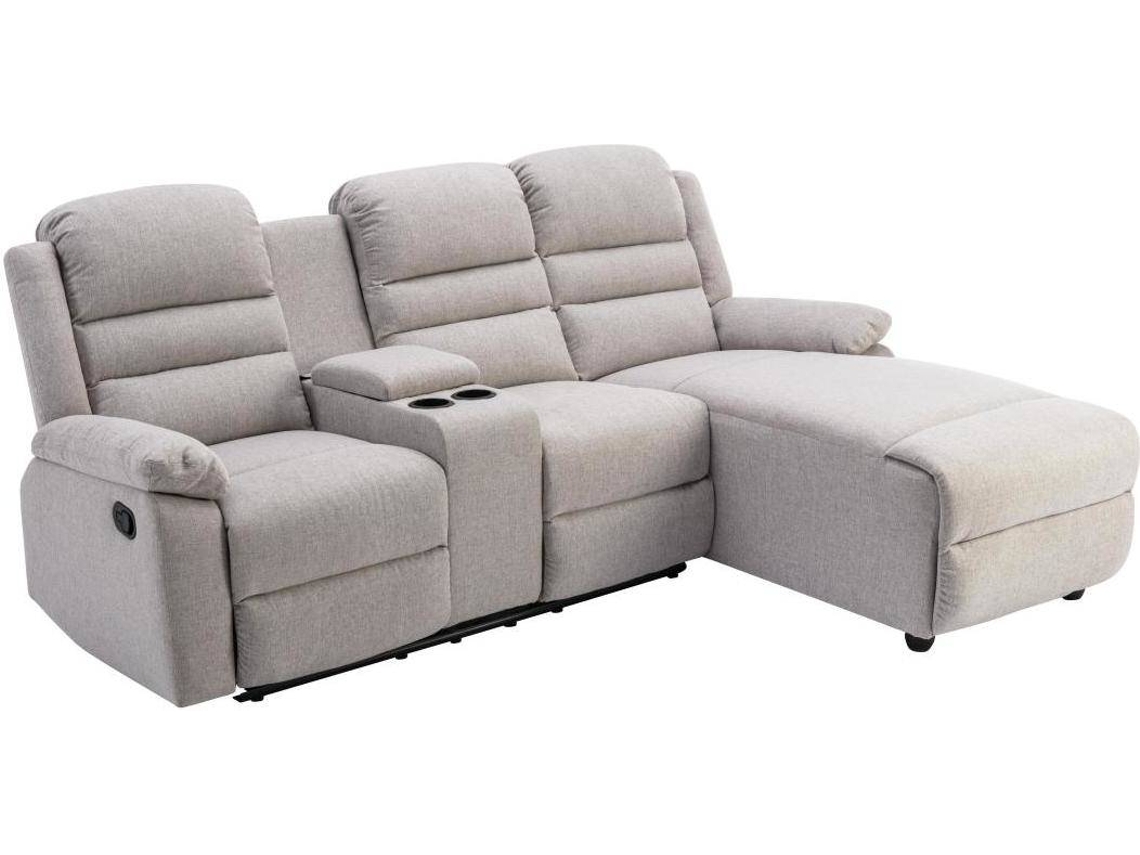 Sofá Relax de Canto Macedonia VENTE-UNIQUE Direito (Bege - Tecido e Veludo - 231x172x102 cm)