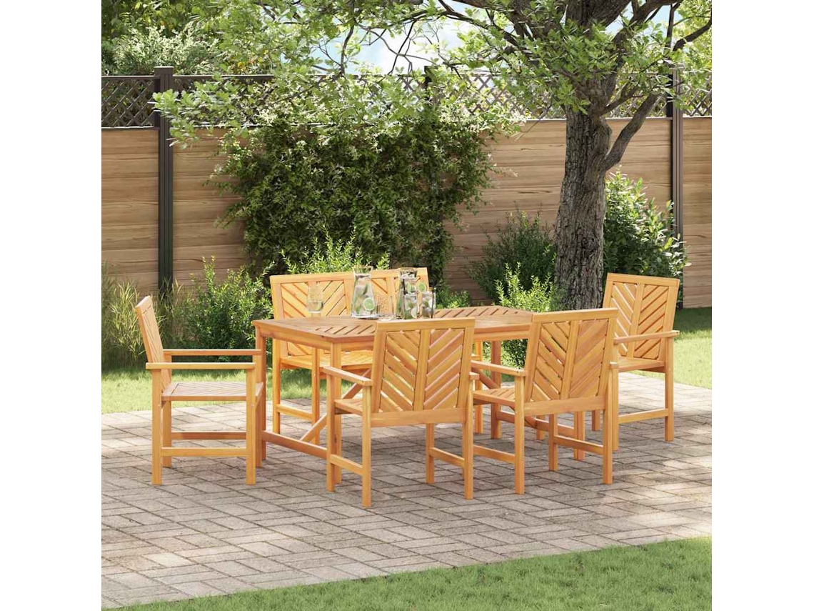 Conjunto 6 De Jantar De Jardim Em Madeira Vidaxl Castanho Madeira De Acácia Maciça
