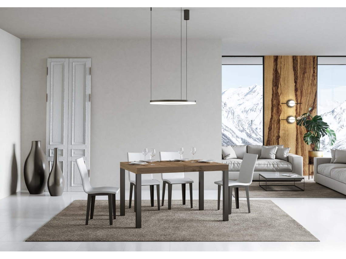 Mesa de Jantar Extensível 90X130/234 Cm Everyday Premium Carvalho Natural Quadro Antracite ITAMOBY