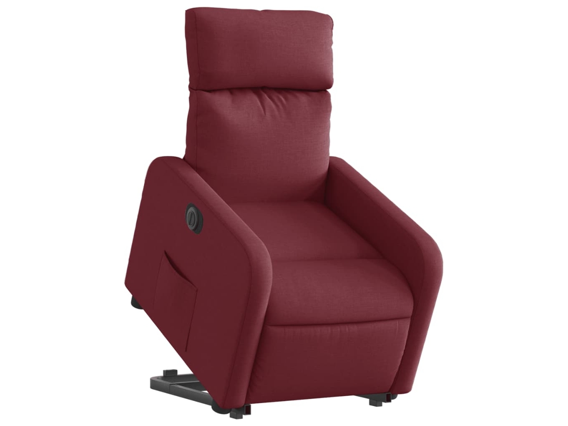 Poltrona reclinável elevatória elétrica tecido vermelho-tinto