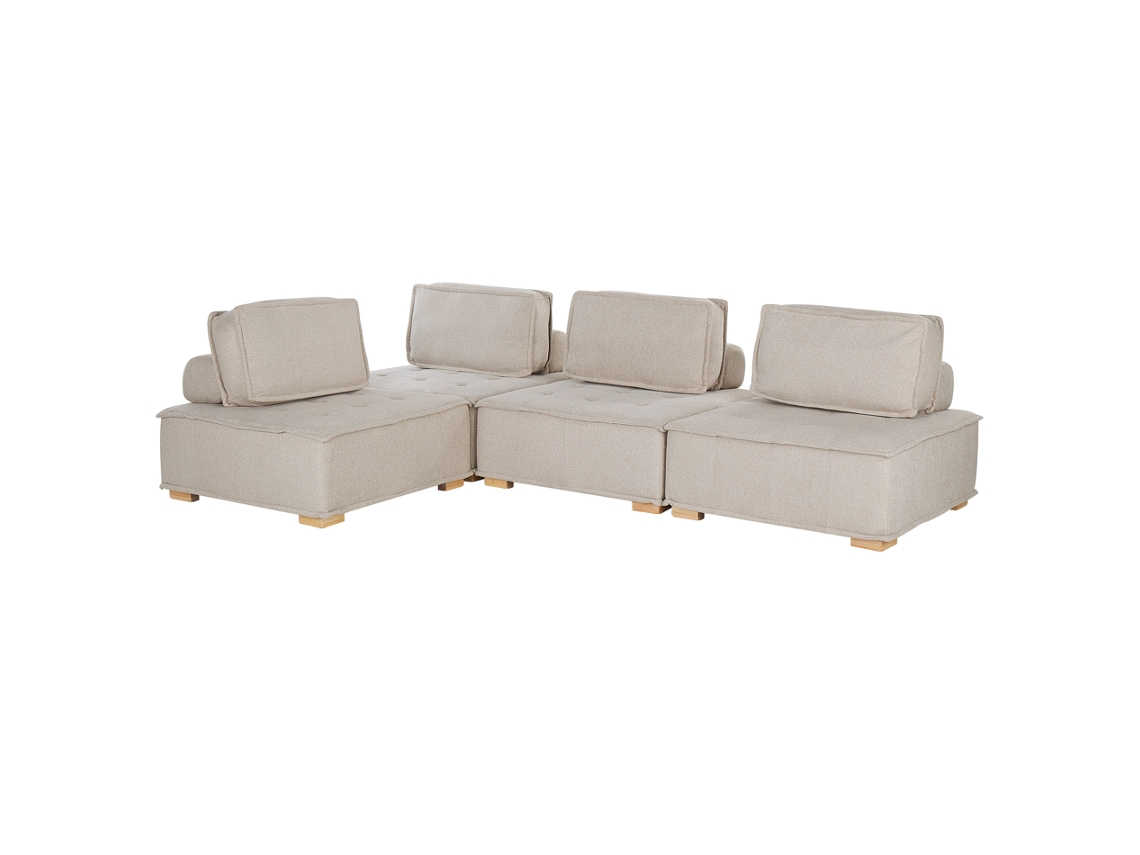 Sofá modular de esquina em tecido BELIANI Tibro de Poliéster Creme 300x200x40