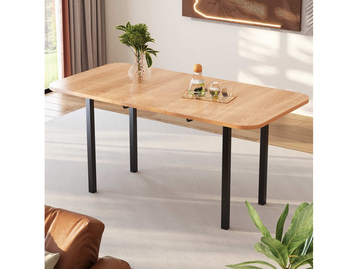 Mesa De Jantar Extensível 120 160 Cm Estilo Moderno Minimalista Madeira Natural
