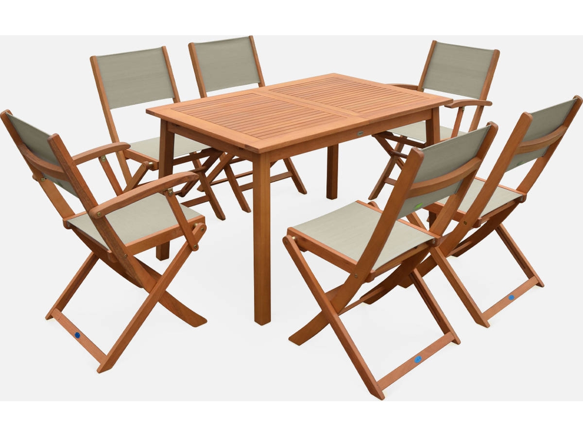 Mesa de Jardim SWEEEK Almeria (6 Lugares - Cinzento - 120-180Cm)