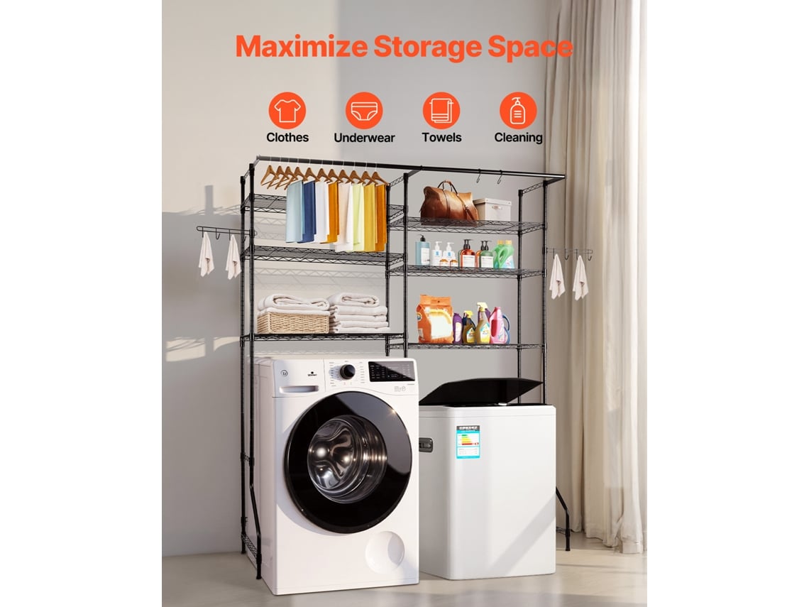 Suporte Para Máquina De Lavar Roupa Vevor De 2 Filas E 6 Níveis, Preto