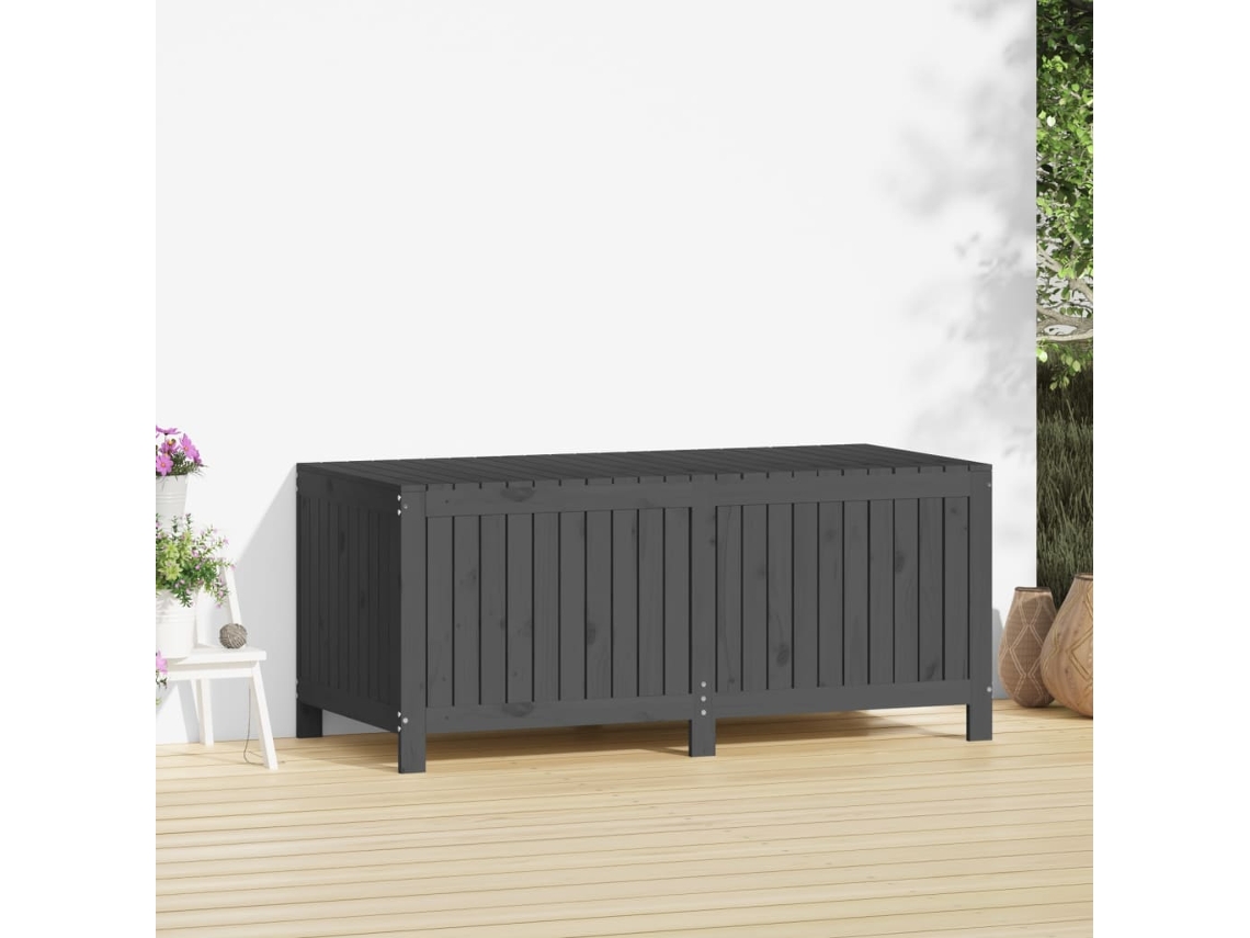 Caixa de Arrumação Jardim 147X68X64 Cm Pinho Maciço Cinzento PANGSHIYUAN