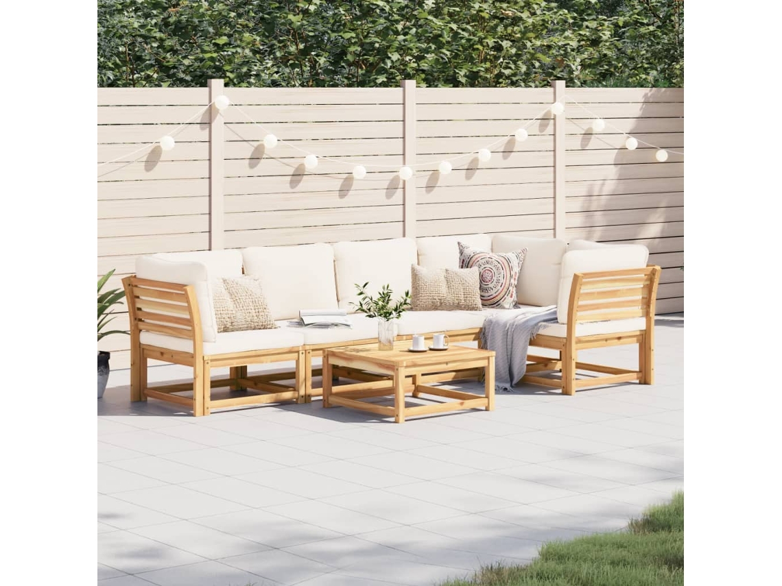 Conjunto 6 Lounge Jardim C/Almofadões VIDAXL Madeira Maciça Acácia