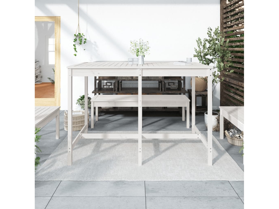 Mesa De Jardim Mesa Para Exterior 159,5x82,5x110 Cm Madeira De Pinho Maciça Branco Lovely Home