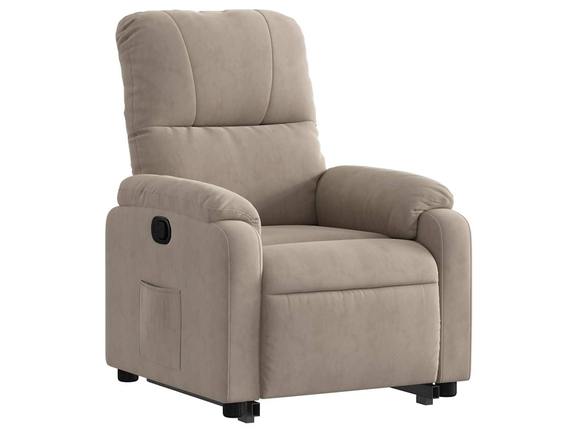 Poltrona reclinável elevatória microfibra cinzento-acastanhado
