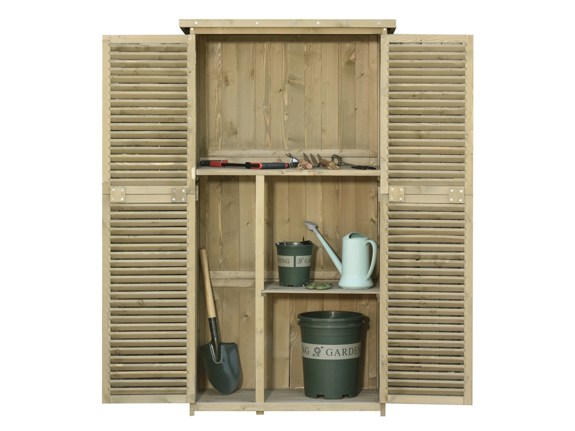 Casinha De Jardim/depósito De Ferramentas Em Madeira Com Telhado De Asfalto, Porta Veneziana, 4 Compartimentos, Cinza, 87 X 46,5 X 160 Cm Btforus