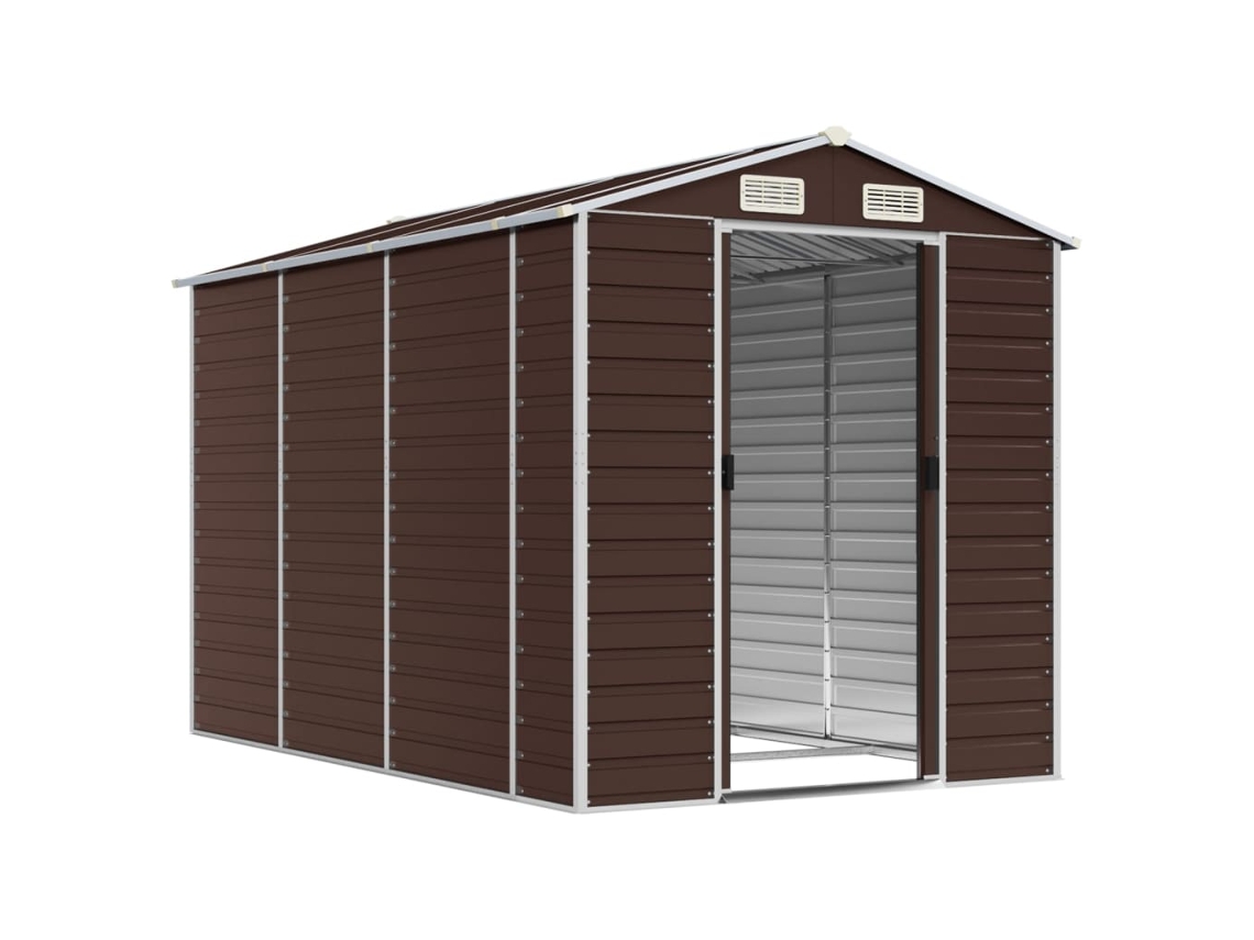 Abrigo De Jardim 191x300x198 Cm Aço Galvanizado Castanho LOVELY HOME