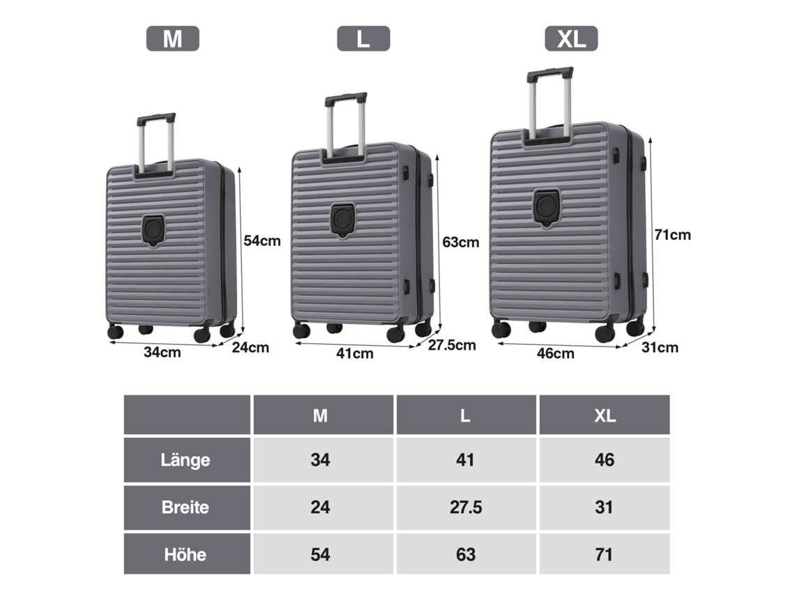 Conjunto De Bagagem Três Peças Inovador Com Abertura Frontal E Suporte Para Bebidas Em Abs Com Rodas 360° Cinza Antigo Mega Echo Trade Shop