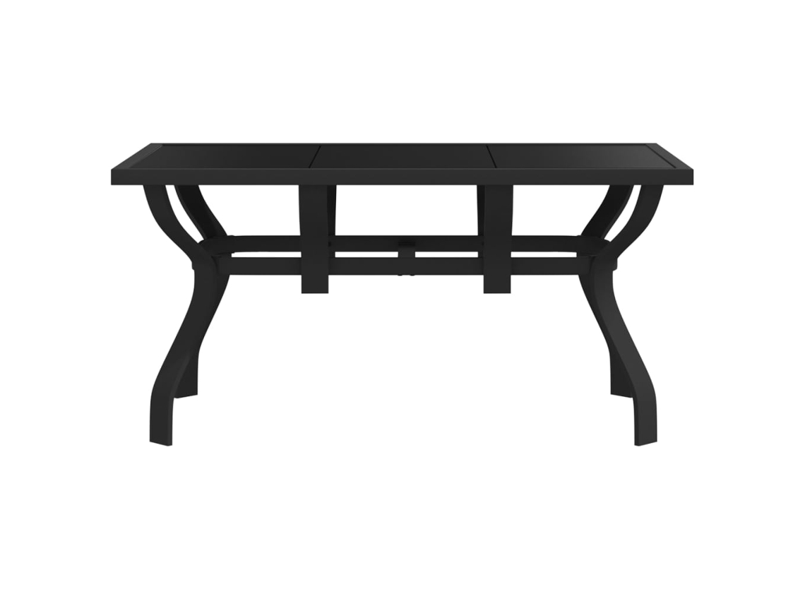 Mesa De Jardim | Mesa De Exterior 140x70x70 Cm Aço E Vidro Preto Lovely Home