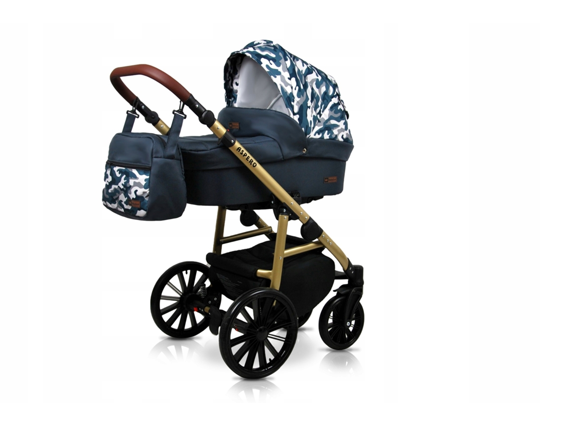 Carrinho de Bebé Multifuncional BABYLUX ASPERO 4 Em 1 -Grey moro - Ajustável e dobrável Construção leve em alumínio - Reversibilidade - Acessórios