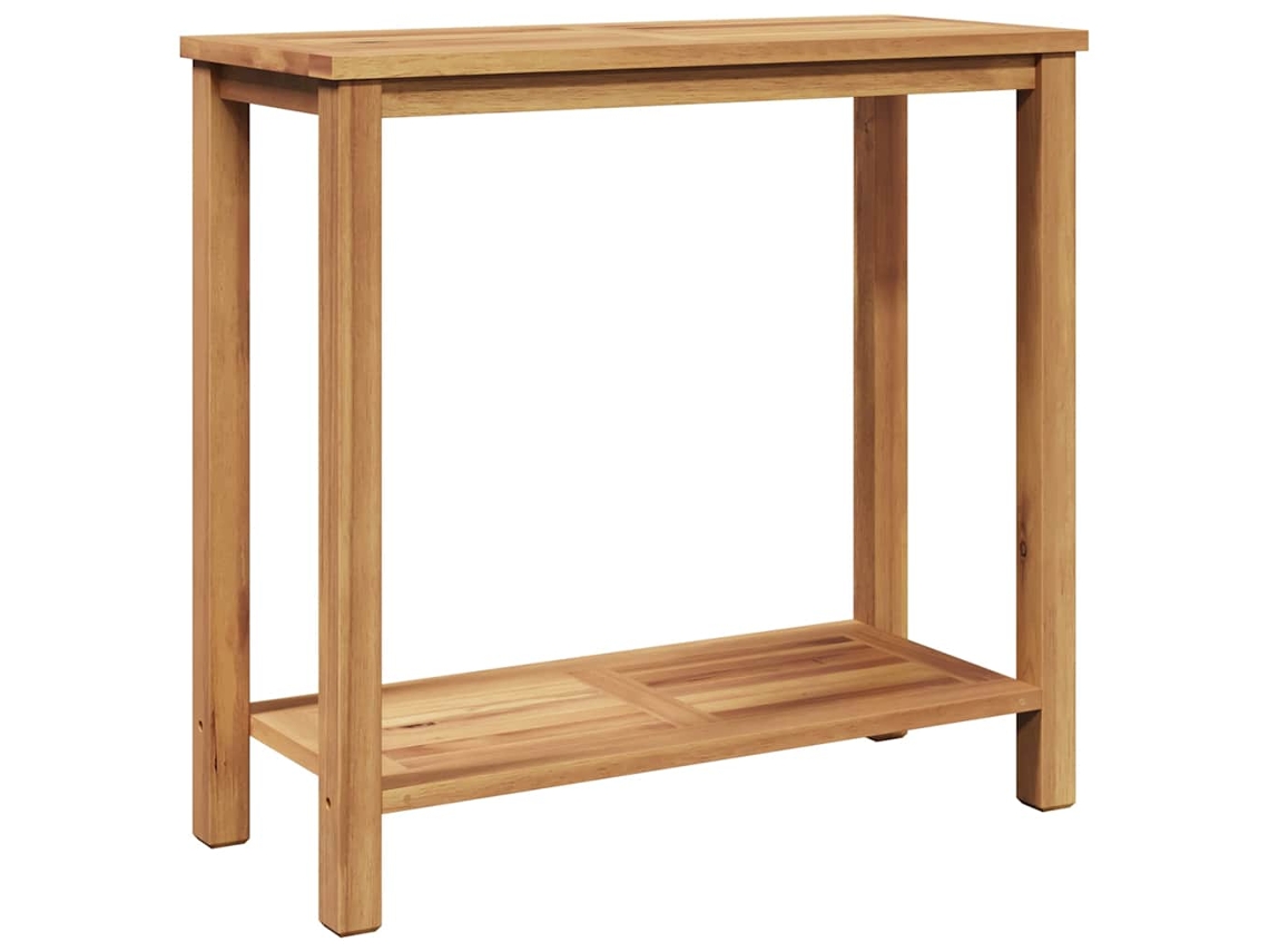 Mesa De Centro Marrom 85x35x75 Cm Madeira Teca Maciça Com Armazenamento