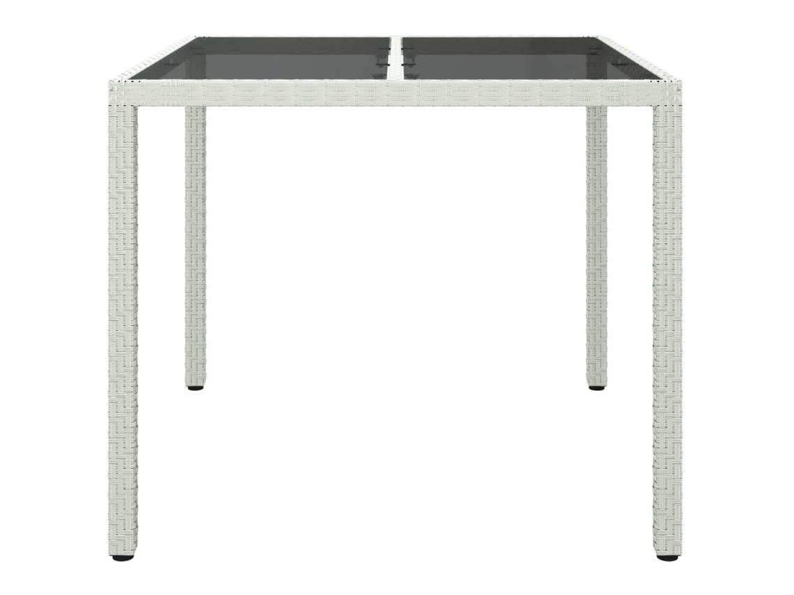 Mesa De Jardim | Mesa De Exterior 90x90x75 Cm Vidro Temperado E Vime Pe Branco Lovely Home