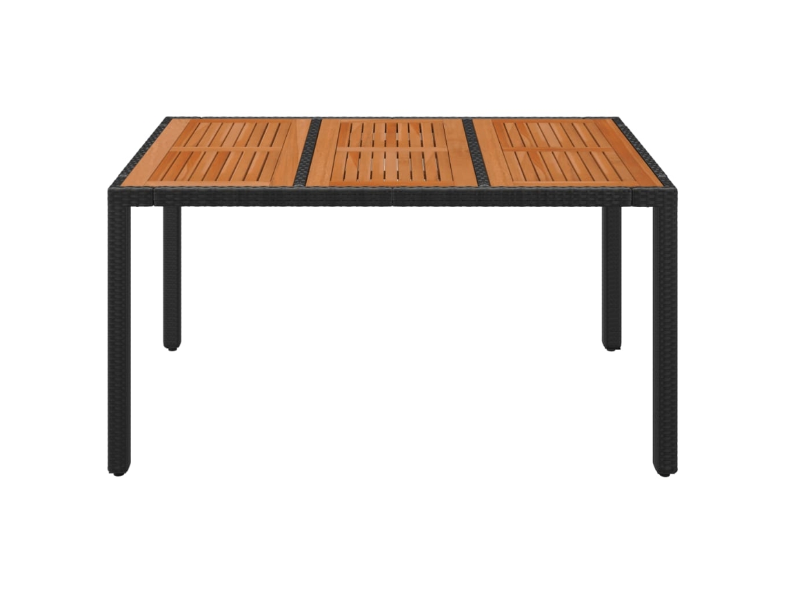 Mesa De Jardim Tampo Madeira 150x90x75cm Vime Pe Preto Vidaxl