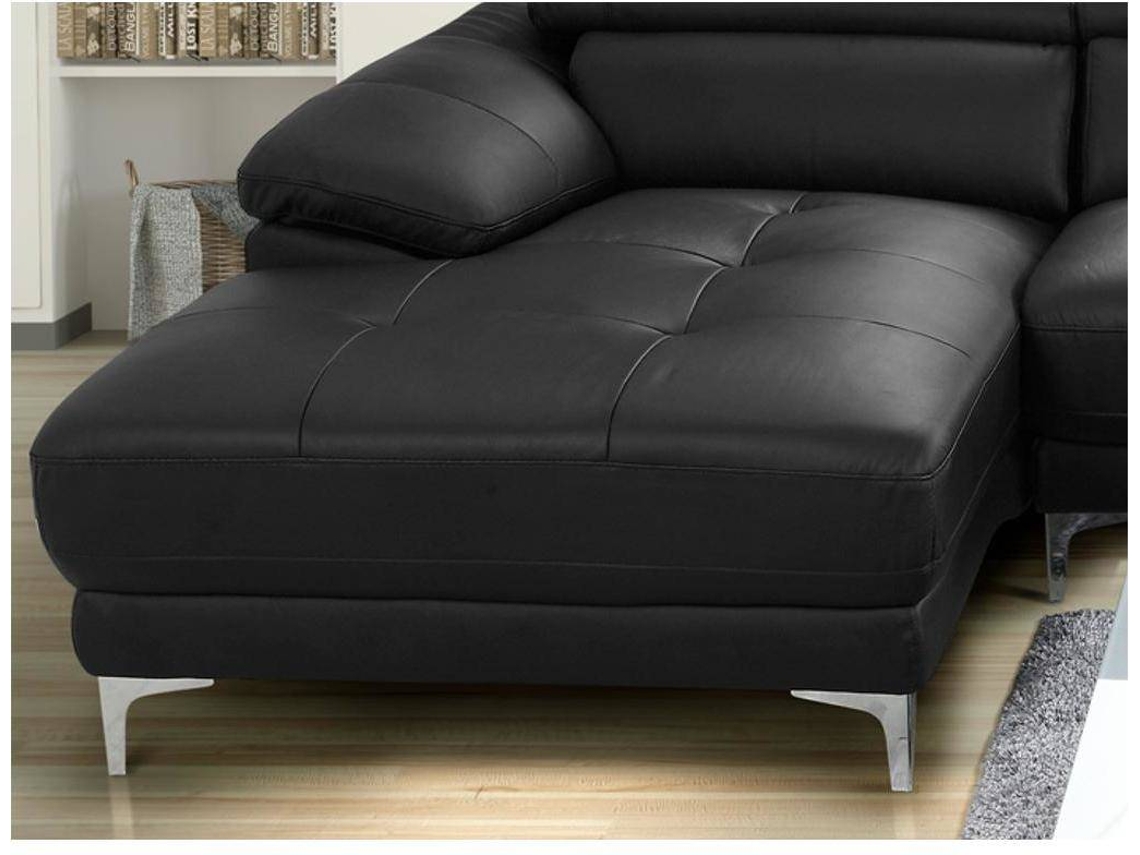 Sofá Fixo Solange VENTE-UNIQUE (Preto - Pele - 265x167x73 cm)