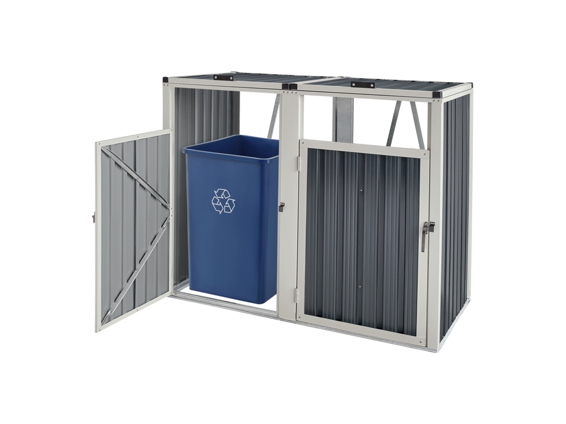 Abrigo para Caixotes do Lixo PROTEC Para Pro.Tec Para 2 Contentores Do Lixo (121x146x82 cm - Aço - Cinzento)