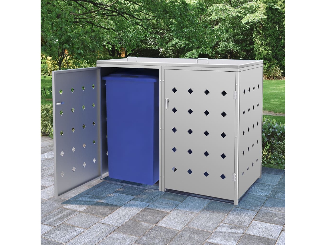 Abrigo para Caixotes do Lixo VIDAXL Para Prateado Aço Inoxidável